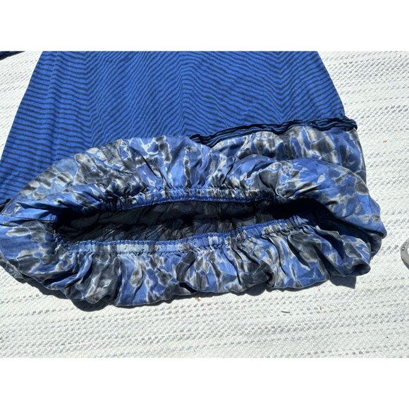 Plenty by Tracy Reese Dress Women Small Blue Stripe V-Neck Long Sleeve Trim Silk - Picture 7 of 11